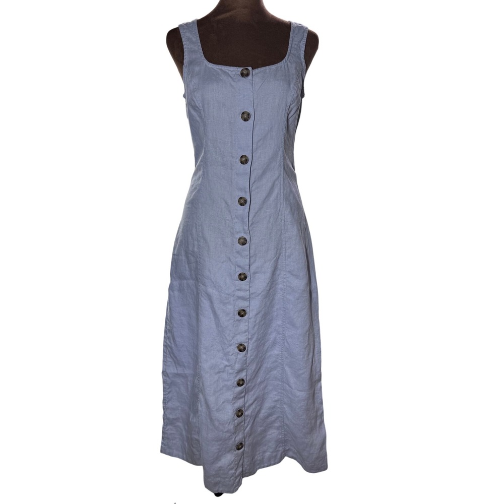 Madewell Blue Button-Front Midi Dress